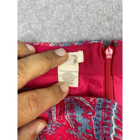 J. Crew No 2 Pencil Skirt Raj Paisley Red Blue Career Slim Fit Womens Size 8 - Picture 8 of 11